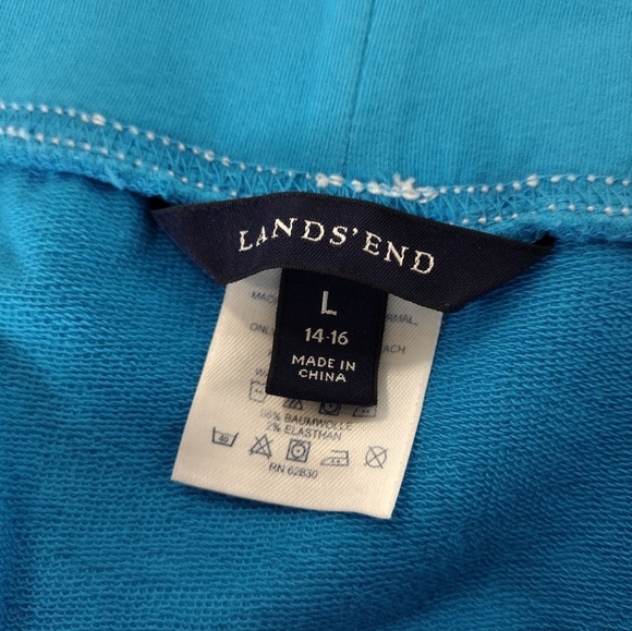 Lands' End turquoise blue jersey knit athleisure skirt with drawstring waist - Picture 6 of 9